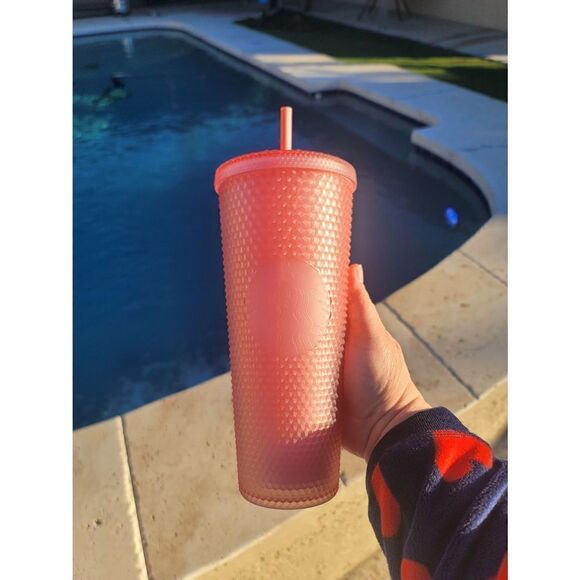 Starbucks 2022 soft touch pink lemonade studded Tumbler 24oz Venti - Picture 1 of 8